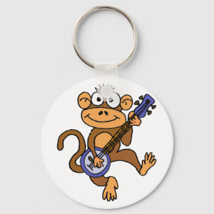 Porte-clés Singe mignon Jouant du dessin de Banjo