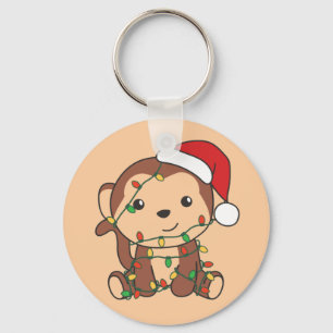 Porte-clés Singe Noël Animaux d'hiver Singes Porte - clé