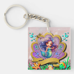 Porte-clés Sirène, Coquillage, Amis Animaux Marins, Récif de