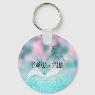 Porte-clés Sirène turquoise de Parties scintillant