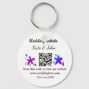 Porte-clés Site web mariage minimal simple Q R code ajouter n