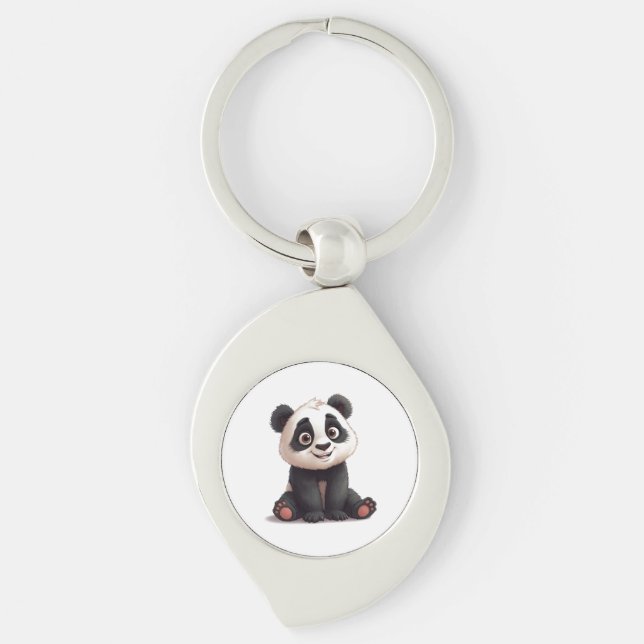 Porte-clés Sitting Panda Bear Cartoon Illustration Artwork (Devant)