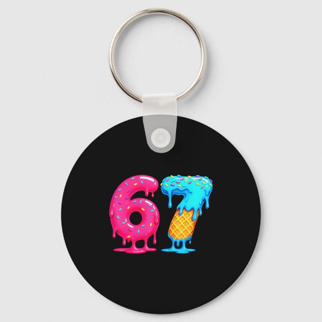 Porte-clés Six Seven Ice Cream Drip Cool Meme 67 Funny Number (Recto)