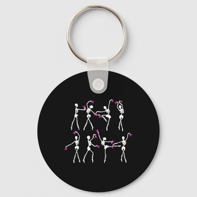 Porte-clés Skeleton Ballet Danse Ruban rose Cancer du sein Aw (Recto)