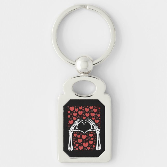 Porte-clés Skeleton Coeur main Valentines Jour Amour drôle (Devant)