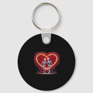 Porte-clés Skeleton Couple Tenant Les Mains Dans Un Coeur De