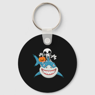 Porte-clés Skeleton Riding Shark Jack O'lantern Citrouille Ha