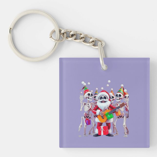 Porte-clés **Skeleton Santa Party – Funny 3D Christmas Skelet (Devant)