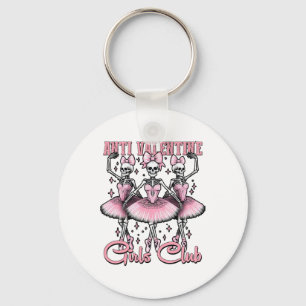 Porte-clés Skeletons club filles anti-valentin en rose