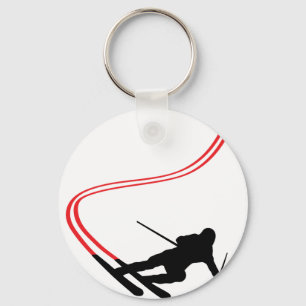 Porte-clés ski alpin piste rouge