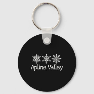 Porte-clés Ski de montagne de la vallée alpine Ski Snowflakes