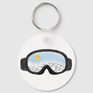 Porte-clés Ski Goggles Mountain View Illustration 