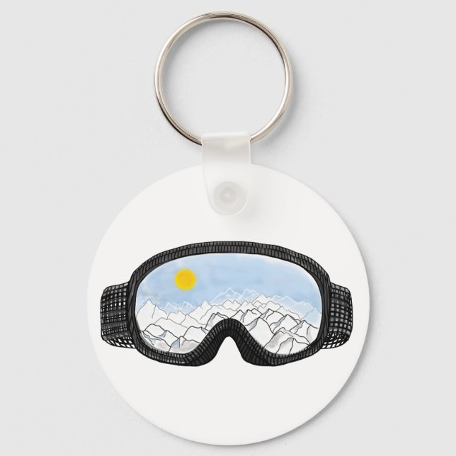 Porte-clés Ski Goggles Mountain View Illustration (Recto)