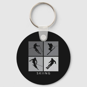 Porte-clés Ski Silhouette Skier alpin Sports d'hiver
