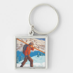 Porte-clés Skier transportant ski de neige - Montana
