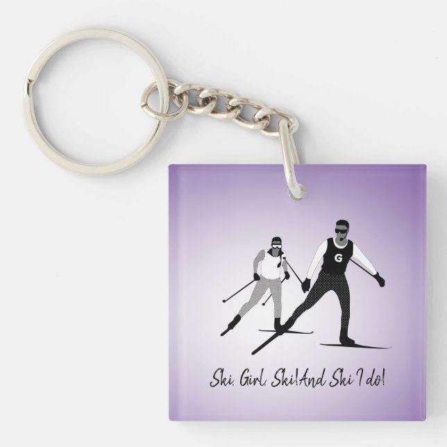 Porte-clés Skieur de campagne pour filles déficientes visuell (Devant)