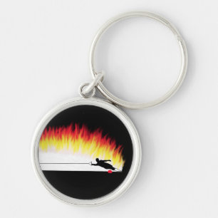 Porte-clés Skieur de l'eau avec le porte - clé de flammes
