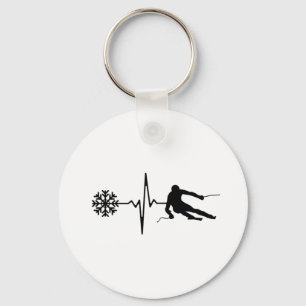 Porte-clés Skiing - Rythme cardiaque du skieur Cadeau