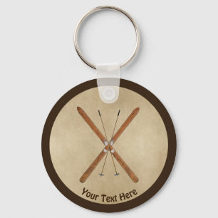 Porte-clés Skis De Fond Sur Papier Ancien