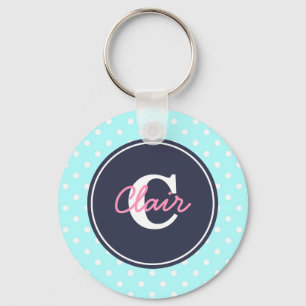 Porte-clés Sky Blue et Navy, Initial et Nom