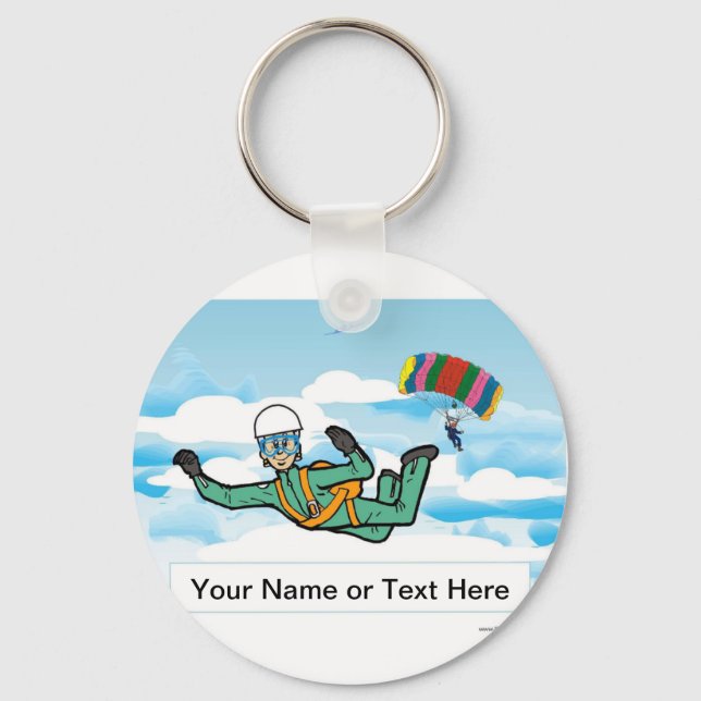 Porte-clés Skydiving - Granny Cartoon par PrintedPerfection (Recto)