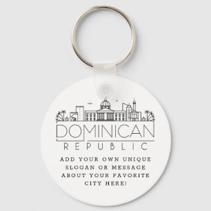 Porte-clés Skyline dominicain stylisé  Slogan personnalisé