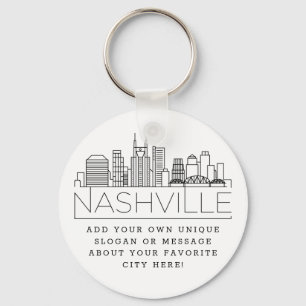 Porte-clés Skyline Stylisé de Nashville  Slogan personnalis