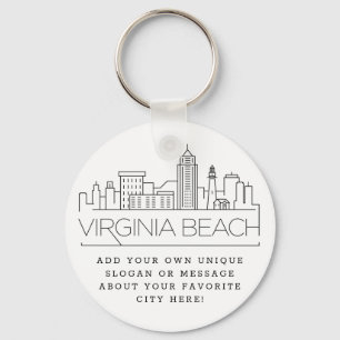 Porte-clés Skyline Stylisé de Virginia Beach  Slogan personn