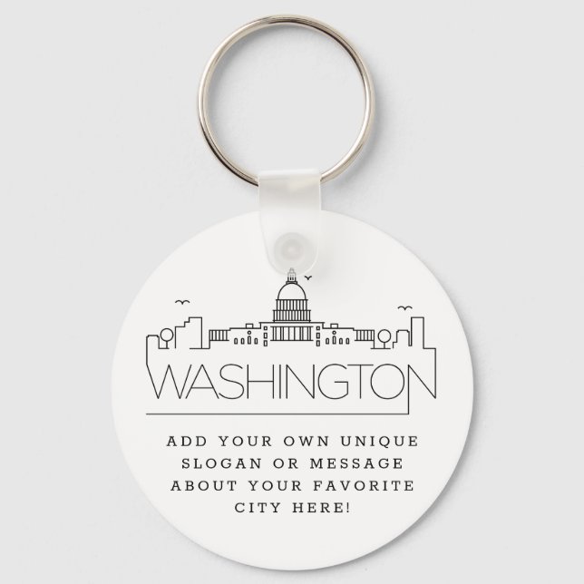 Porte-clés Skyline stylisé Washington DC | Slogan personnalis (Recto)