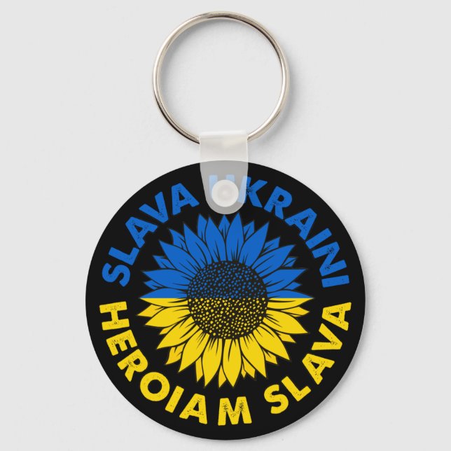 Porte-clés Slava Ukraini Heroiam tournesol de slave drapeau U (Recto)