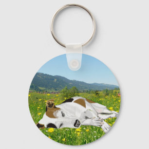 Porte-clés Sleeping Jack Russell in a Flower Meadow 