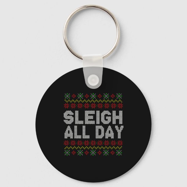 Porte-clés Sleigh All Day Ugly Christmas Sweater Pattern Quot (Recto)