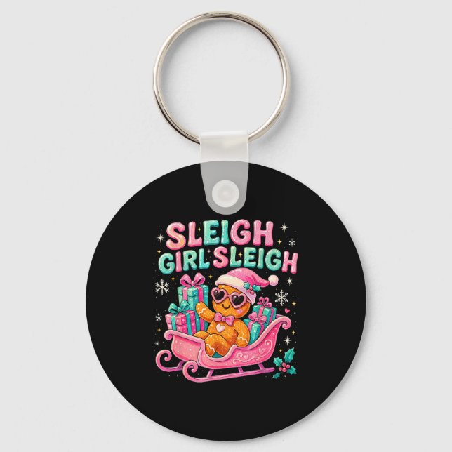 Porte-clés Sleigh Girl Cute Gingerbread Christmas Art  (Recto)