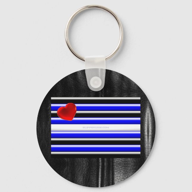 Porte-clés SlipperyJoe's Gay Leather Pride drapeau royal noir (Recto)