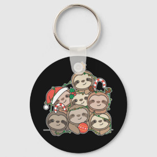 Porte-clés Sloth Christmas Tree Funny Animal Christmas Keycha