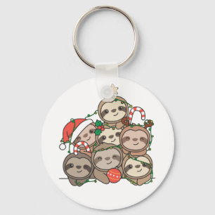 Porte-clés Sloth Christmas Tree Funny Animal Christmas Keycha