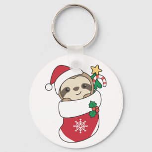 Porte-clés Sloth Noël Neige hiver Animaux Sloths Keychai