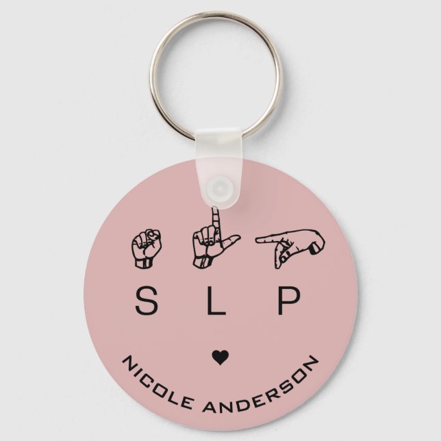Porte-clés SLP orthophonie Pathologiste ASL Personnalisé (Recto)