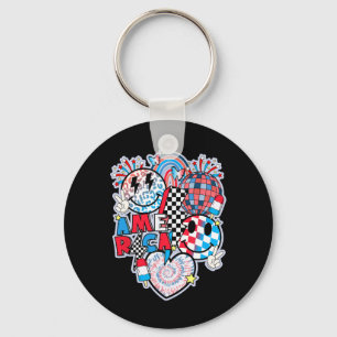 Porte-clés Smile Face Heart Américain Drapeau Femmes Hommes 4