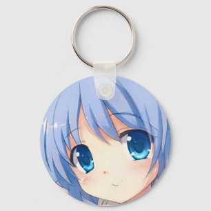 Porte-clés Smiling cute anime manga girl blue eyes violet 