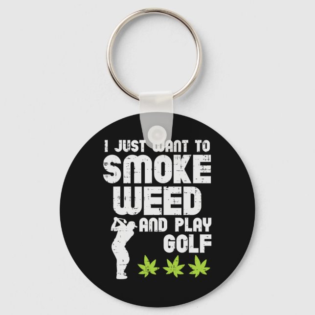Porte-clés Smoke Weed Play Golf Golfing Thc Golfer Stoner  (Recto)