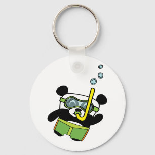 Porte-clés Snorkeling Panda with Goggles and Swimsuit
