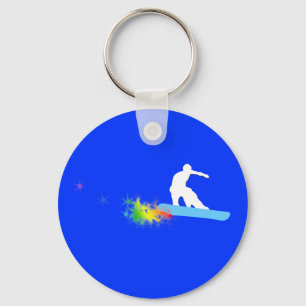Porte-clés snowboard. arc-en-ciel.