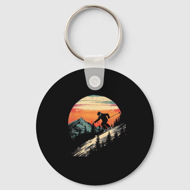 Porte-clés Snowboard Mountain Snowboard Retro (Recto)