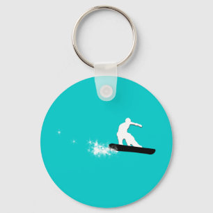 Porte-clés snowboard. piste en poudre.