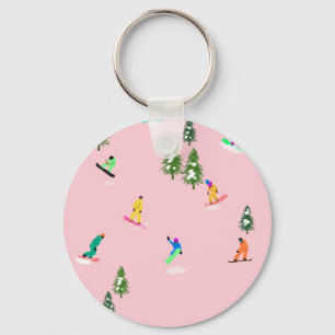 Porte-clés Snowboarders rose Illustration du snowboard