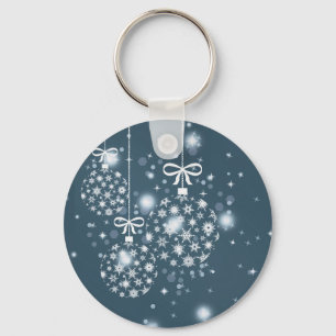 Porte-clés Snowflakes, bleu et blanc, ballons