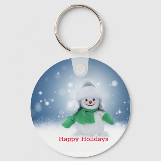 Porte-clés Snowman avec un porte - clé en écharpe verte (Recto)