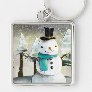 Porte-clés Snowman en hiver sur la scène de Noël