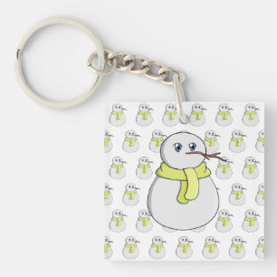 Porte-clés Snowman portant une écharpe jaune